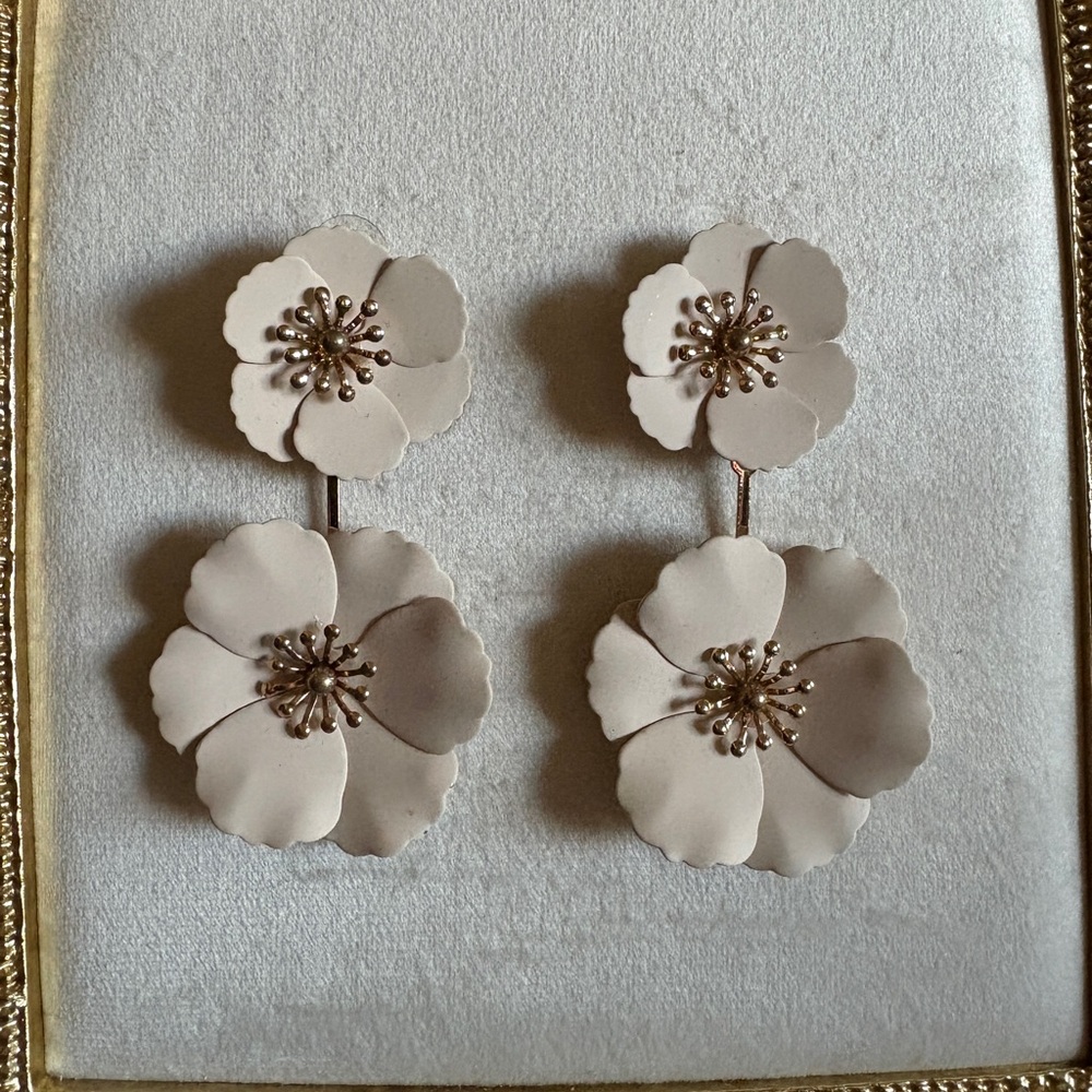 Floral Drop Earrings in Cream